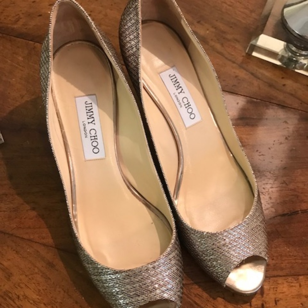 Jimmy Choo Champagne Glitter Pumps